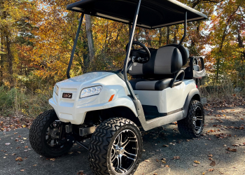 White 2024 club car onward 4pass lifted electric golf cart